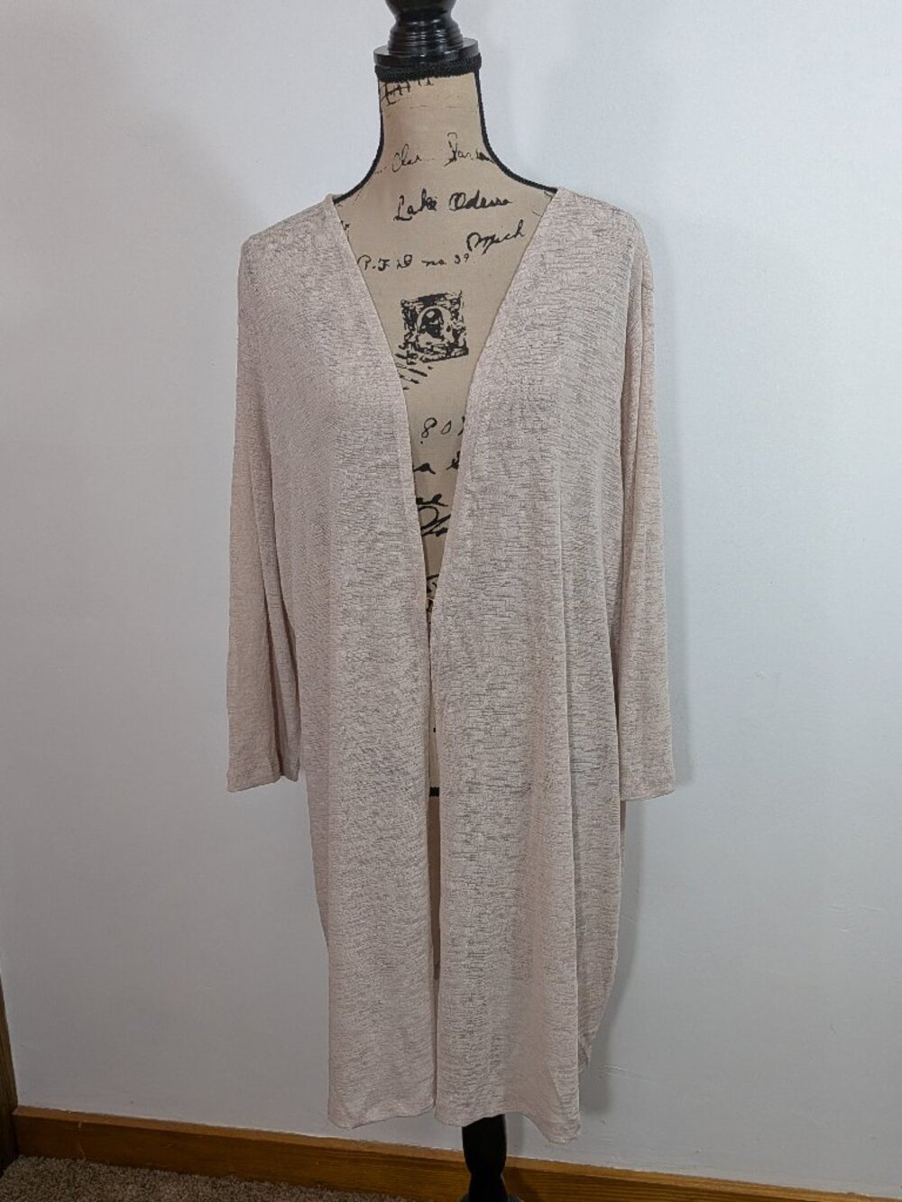 Anne Klein Front Clasp Textured Taupe 3/4 Sleeve Cardigan Womens Size 3X NWT